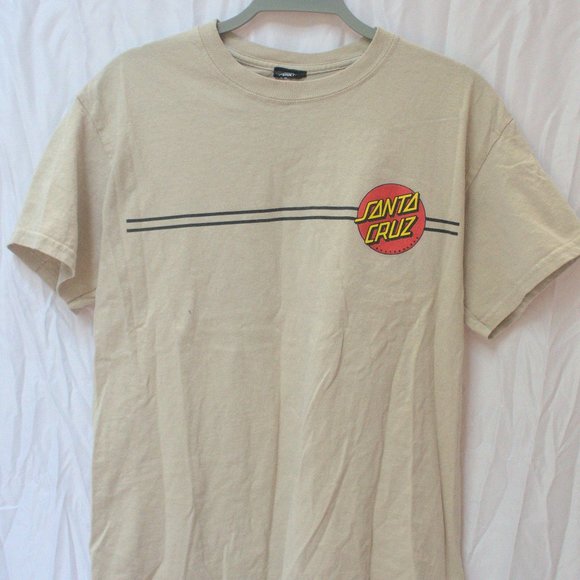 Santa Cruz Short Sleeve Tee in Beige, Red Logo - Picture 1 of 2